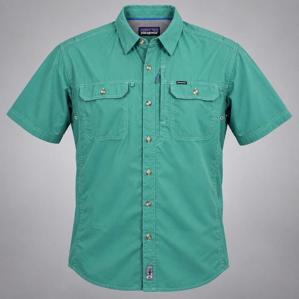 Patagonia Sol Patrol II Shirt Men's Large Green Fishing Vented Ripstop Button Up